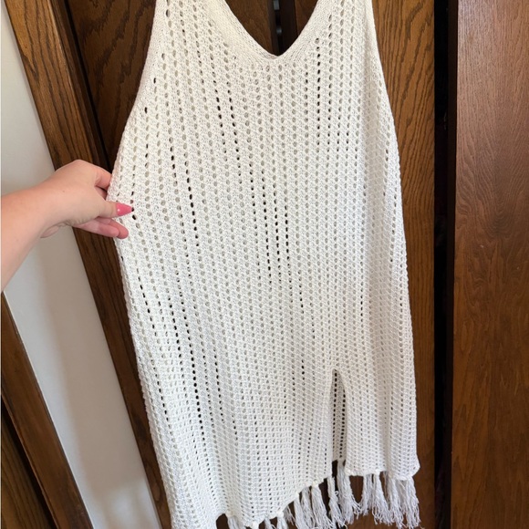 White Crochet Swim Cover-Up - Picture 7 of 10